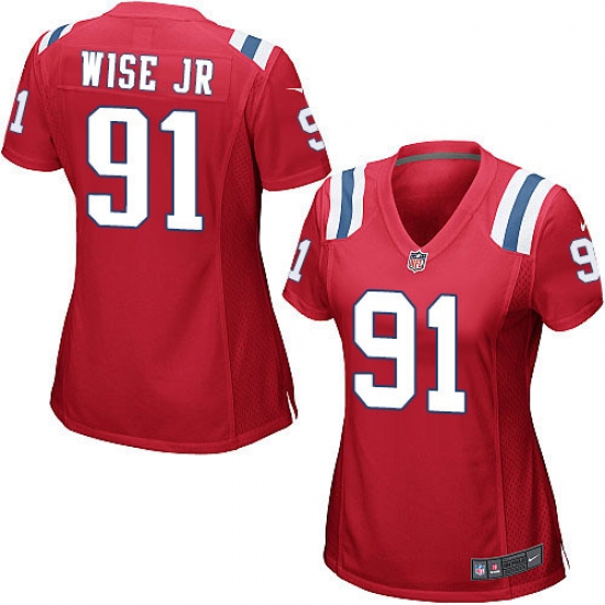 Women's Nike New England Patriots #91 Deatrich Wise Jr Game Red Alternate NFL Jersey - Ujersey