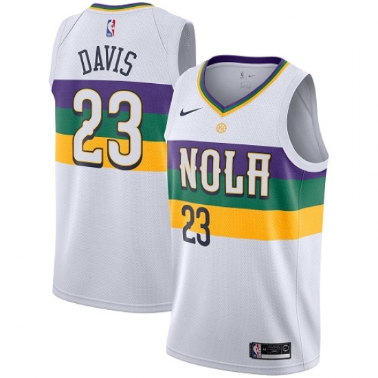 Men's Nike New Orleans Pelicans #23 Anthony Davis Swingman White NBA Jersey - City Edition - Ujersey