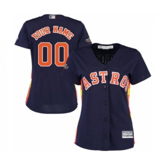 Women's Houston Astros Customized Authentic Navy Blue Alternate Cool Base 2019 World Series Bound Baseball Jersey - Ujersey