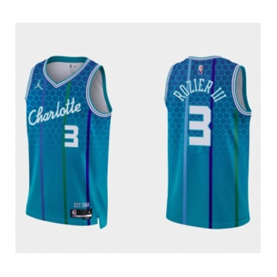 Men's Charlotte Hornets #3 Terry Rozier III Blue 75th Anniversary City Stitched Basketball Jersey - Ujersey