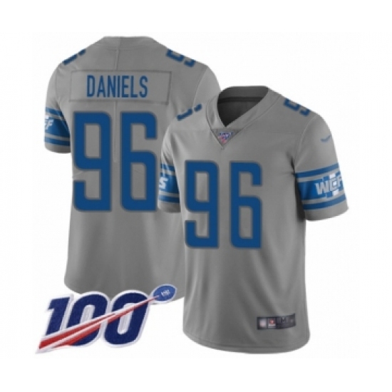 Youth Detroit Lions #96 Mike Daniels Limited Gray Inverted Legend 100th Season Football Jersey - Ujersey
