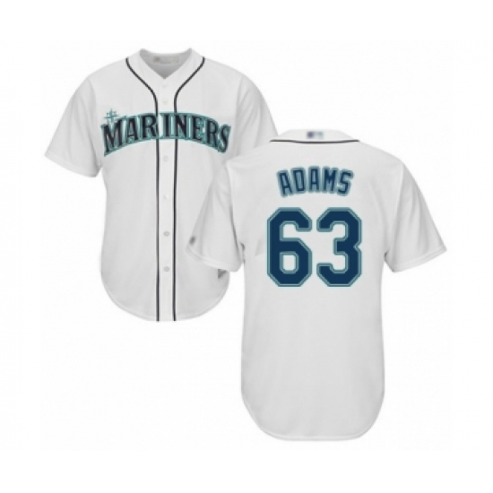 Youth Seattle Mariners #63 Austin Adams Authentic White Home Cool Base Baseball Player Jersey - Ujersey
