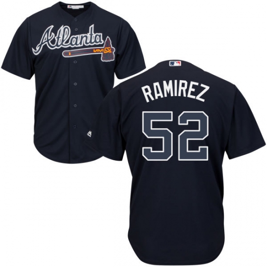 Men's Majestic Atlanta Braves #52 Jose Ramirez Replica Blue Alternate Road Cool Base MLB Jersey - Ujersey