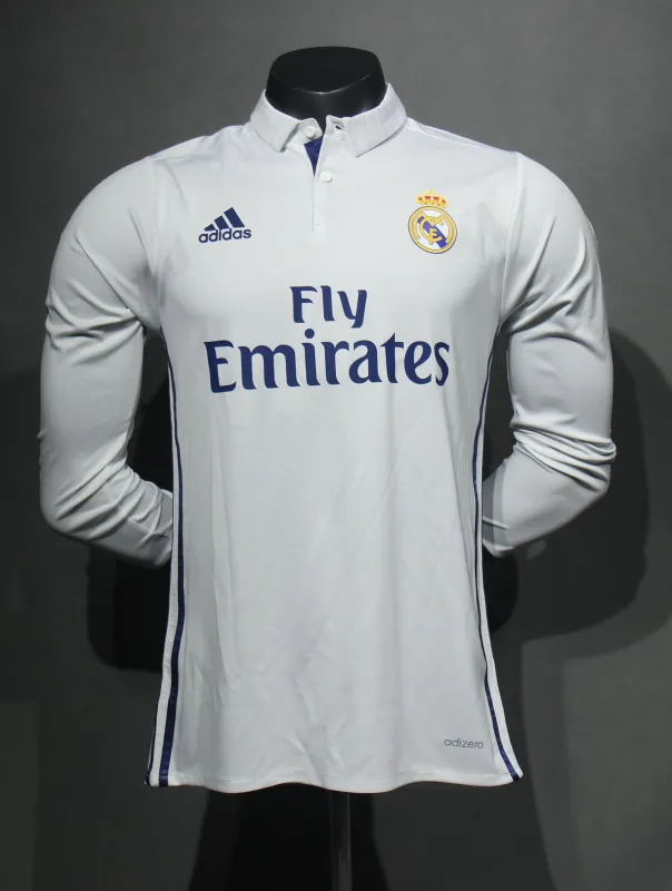 Real Madrid Retro Jersey Home Long Sleeve Soccer Shirt 2016/17 - Ujersey NHL