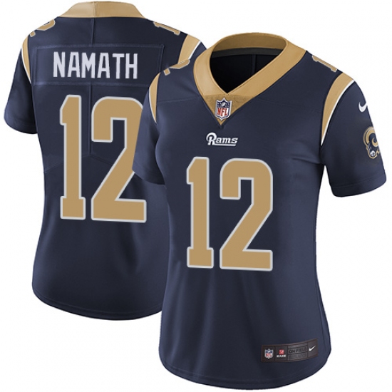 Women's Nike Los Angeles Rams #12 Joe Namath Navy Blue Team Color Vapor Untouchable Limited Player NFL Jersey - Ujersey