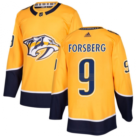 Men's Adidas Nashville Predators #9 Filip Forsberg Premier Gold Home NHL Jersey - Ujersey