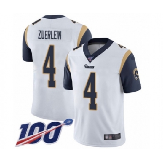 Men's Los Angeles Rams #4 Greg Zuerlein White Vapor Untouchable Limited Player 100th Season Football Jersey - Ujersey