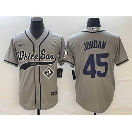 Men's Chicago White Sox #45 Michael Jordan Grey Cool Base Stitched Baseball Jersey - Ujersey