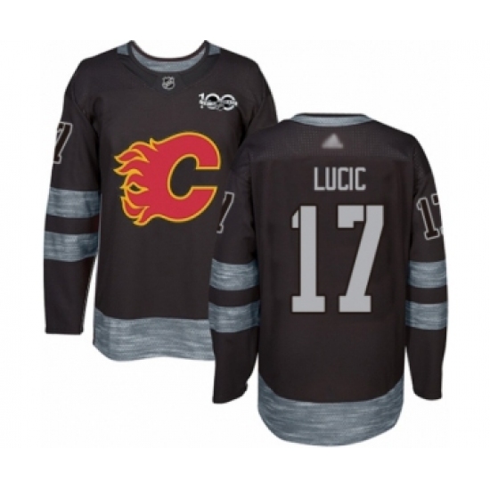 Men's Calgary Flames #17 Milan Lucic Authentic Black 1917-2017 100th Anniversary Hockey Jersey - Ujersey