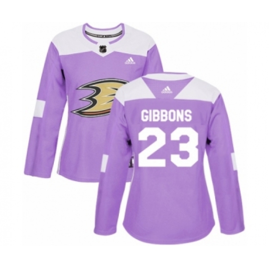 Women's Adidas Anaheim Ducks #23 Brian Gibbons Authentic Purple Fights Cancer Practice NHL Jersey - Ujersey