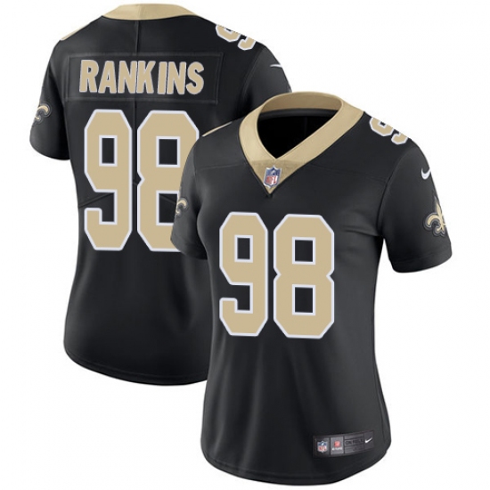 Women's Nike New Orleans Saints #98 Sheldon Rankins Black Team Color Vapor Untouchable Limited Player NFL Jersey - Ujersey