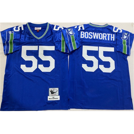 Men's Seattle Seahawks #55 Brian Bosworth Royal Throwback Football Stitched Jersey - Ujersey