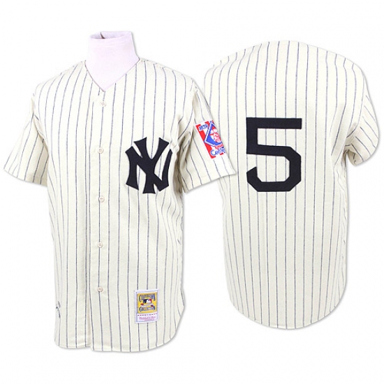 Men's Mitchell and Ness 1939 New York Yankees #5 Joe DiMaggio Replica White Throwback MLB Jersey - Ujersey