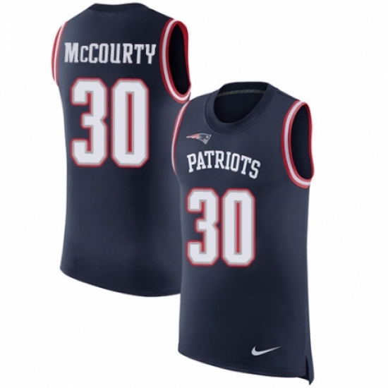 Men's Nike New England Patriots #30 Jason McCourty Navy Blue Rush Player Name & Number Tank Top NFL Jersey - Ujersey
