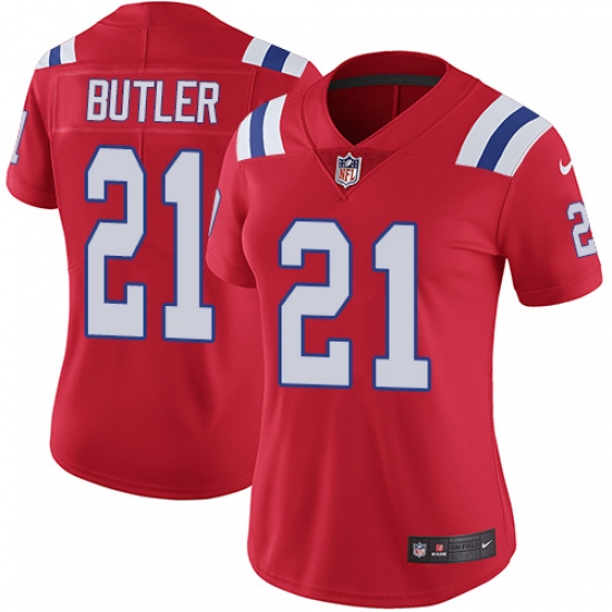 Women's Nike New England Patriots #21 Malcolm Butler Red Alternate Vapor Untouchable Limited Player NFL Jersey - Ujersey