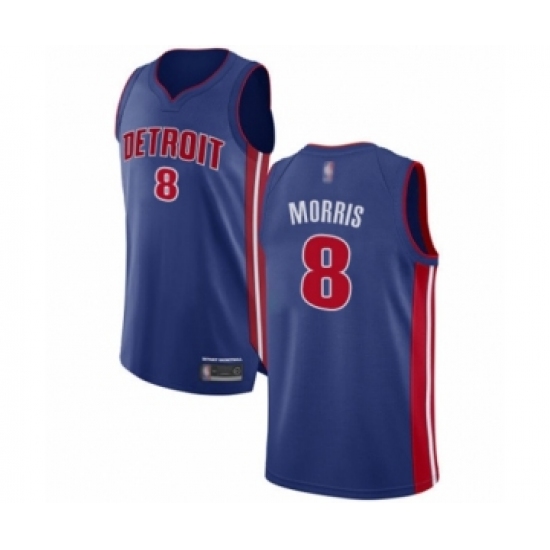 Men's Detroit Pistons #8 Markieff Morris Authentic Royal Blue Basketball Jersey - Icon Edition - Ujersey