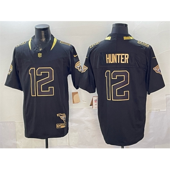 Men's Jacksonville Jaguars #12 Travis Hunter Black Gold 2025 F.U.S.E. With Vapor Untouchable Limited Stitched Jersey - Ujersey