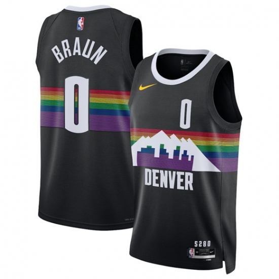 Men's Denver Nuggets #0 Christian Braun Black 2025-26 City Edition Stitched Basketball Jersey - Ujersey