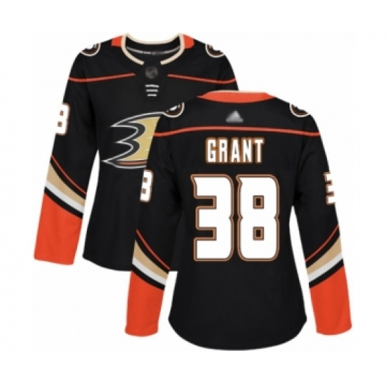 Women's Anaheim Ducks #38 Derek Grant Authentic Black Home Hockey Jersey - Ujersey