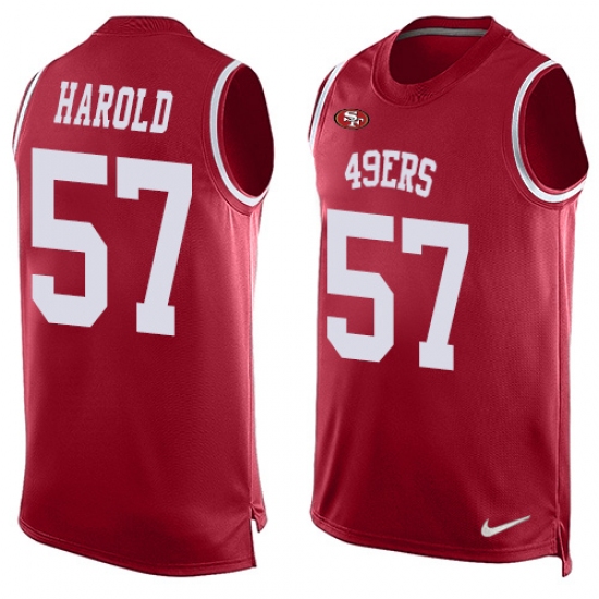 Men's Nike San Francisco 49ers #57 Eli Harold Limited Red Player Name & Number Tank Top NFL Jersey - Ujersey