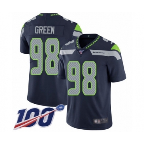 Youth Seattle Seahawks #98 Rasheem Green Navy Blue Team Color Vapor Untouchable Limited Player 100th Season Football Jersey - Ujersey