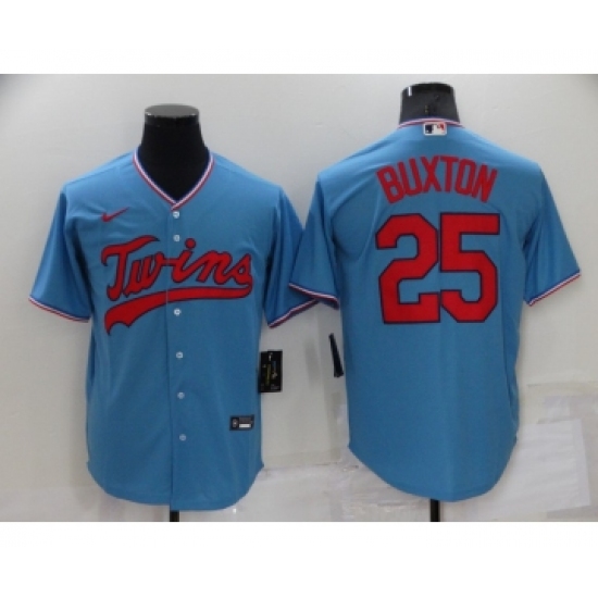 Men's Minnesota Twins #25 Byron Buxton Light Blue Pullover Throwback Cooperstown Nike Jersey - Ujersey