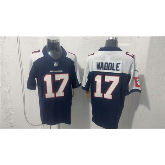 Men's Denver Broncos #17 Jaylen Waddle Navy White 2026 Vapor Limited Football Stitched Jersey - Ujersey
