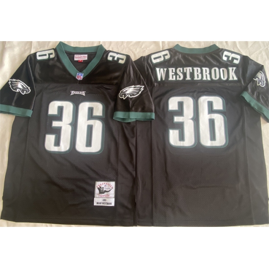 Men's Philadelphia Eagles #36 Brian Westbrook Black Throwback Stitched Football Jersey - Ujersey