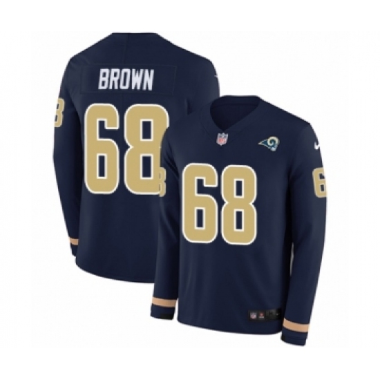 Youth Nike Los Angeles Rams #68 Jamon Brown Limited Navy Blue Therma Long Sleeve NFL Jersey - Ujersey