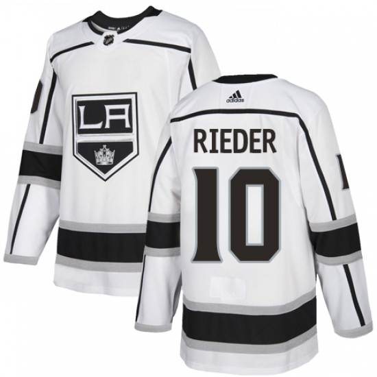Men's Adidas Los Angeles Kings #10 Tobias Rieder Authentic White Away NHL Jersey - Ujersey