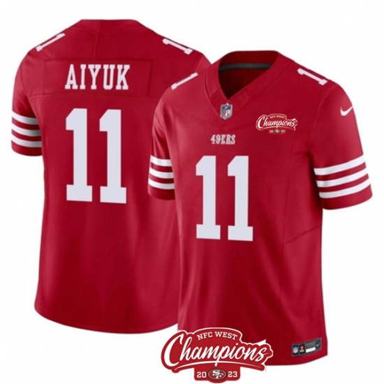 Men's San Francisco 49ers #11 Brandon Aiyuk Red 2023 F.U.S.E. NFC West Champions Football Stitched Jersey - Ujersey