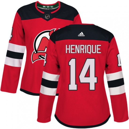 Women's Adidas New Jersey Devils #14 Adam Henrique Authentic Red Home NHL Jersey - Ujersey