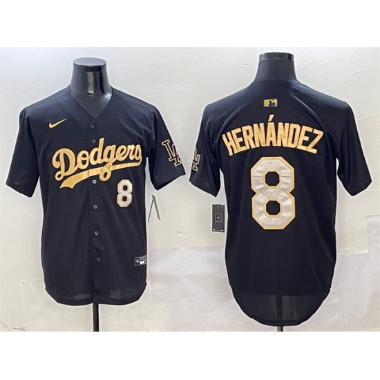 Men's Los Angeles Dodgers #8 Enrique Hernandez Black Gold Limited Stitched Baseball Jersey - Ujersey
