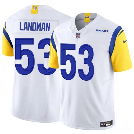 Men's Los Angeles Rams #53 Nate Landman White 2025 F.U.S.E. Vapor Untouchable Football Stitched Jersey - Ujersey