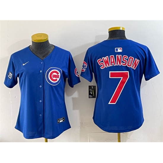 Youth Chicago Cubs #7 Dansby Swanson Royal 'Ryne Sandberg Tribute' Vapor Limited V2 Stitched Baseball Jersey - Ujersey