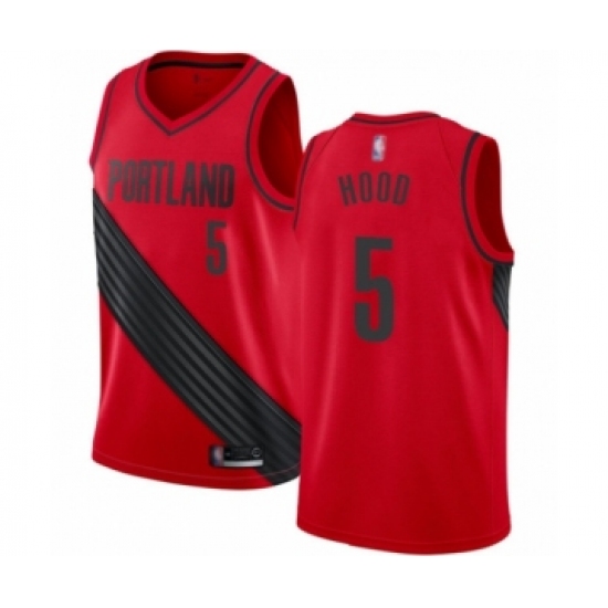 Women's Portland Trail Blazers #5 Rodney Hood Swingman Red Basketball Jersey Statement Edition - Ujersey