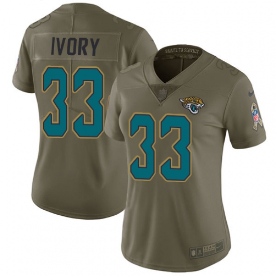 Women's Nike Jacksonville Jaguars #33 Chris Ivory Limited Olive 2017 Salute to Service NFL Jersey