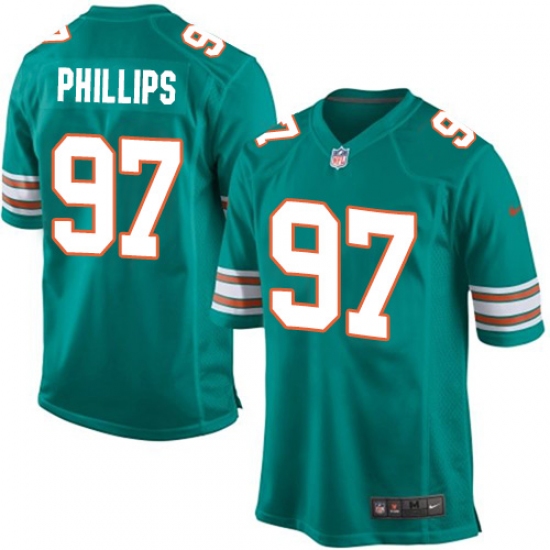Men's Nike Miami Dolphins #97 Jordan Phillips Game Aqua Green Alternate NFL Jersey - Ujersey