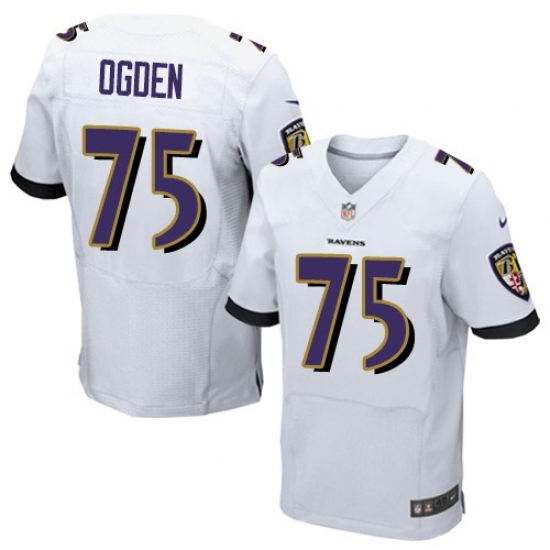 Men's Nike Baltimore Ravens #75 Jonathan Ogden Elite White NFL Jersey - Ujersey