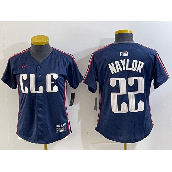 Women's Cleveland Guardians #22 Josh Naylor Navy 2024 City Connect Limited Stitched Jersey - Ujersey