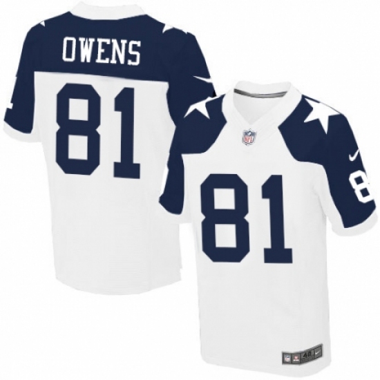 Men's Nike Dallas Cowboys #81 Terrell Owens Elite White Throwback Alternate NFL Jersey - Ujersey