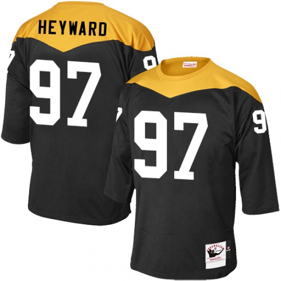 Men's Mitchell and Ness Pittsburgh Steelers #97 Cameron Heyward Elite Black 1967 Home Throwback NFL Jersey - Ujersey