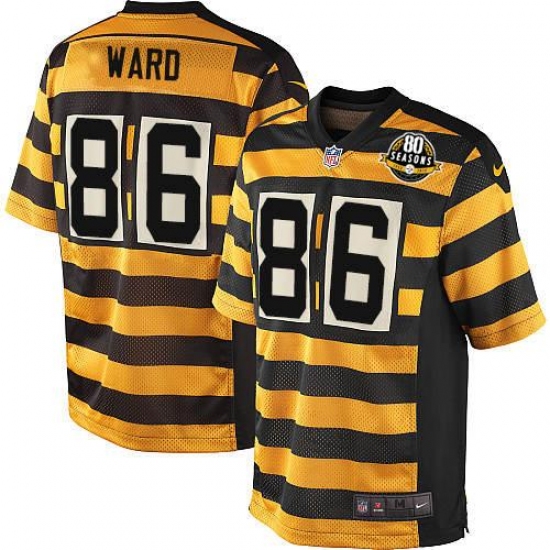 Men's Nike Pittsburgh Steelers #86 Hines Ward Elite Yellow/Black Alternate 80TH Anniversary Throwback NFL Jersey - Ujersey
