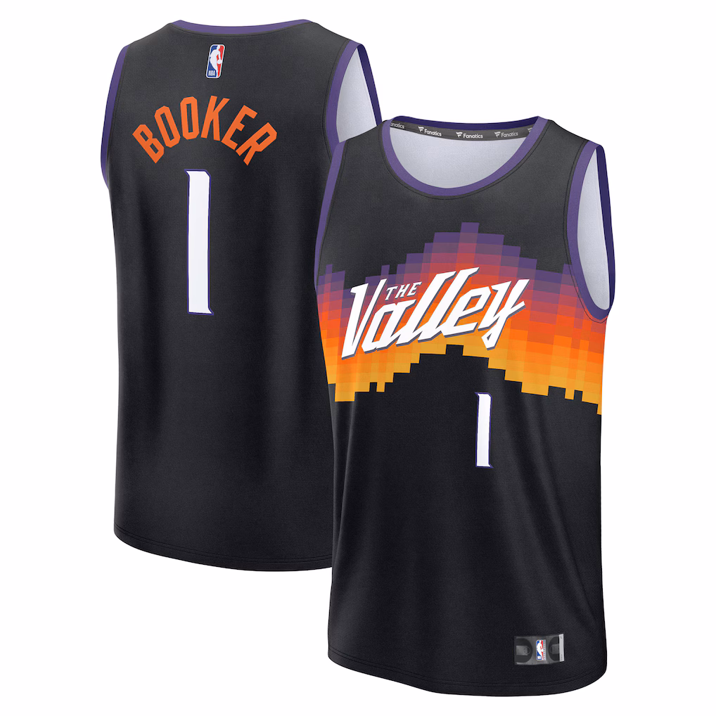 Youth Phoenix Suns Devin Booker Fanatics Black 2025/26 City Edition Fast Break Jersey - Vujersey Los Angeles Rams