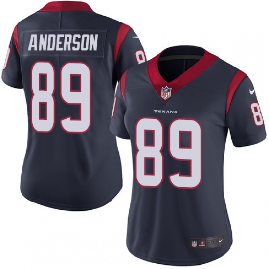 Women's Nike Houston Texans #89 Stephen Anderson Elite Navy Blue Team Color NFL Jersey - Ujersey