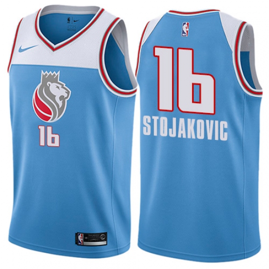Women's Nike Sacramento Kings #16 Peja Stojakovic Swingman Blue NBA Jersey - City Edition - Ujersey