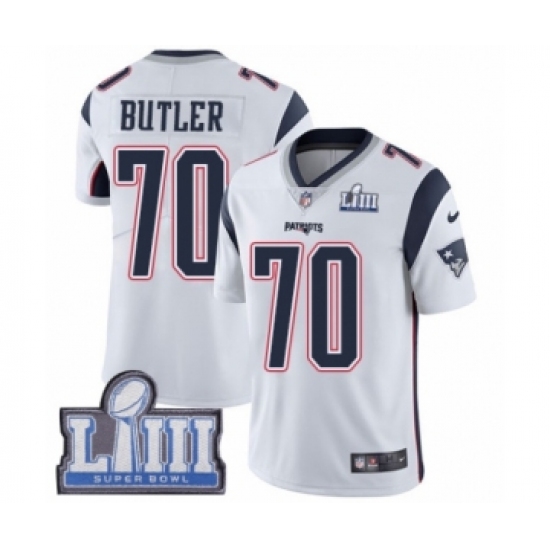 Youth Nike New England Patriots #70 Adam Butler White Vapor Untouchable Limited Player Super Bowl LIII Bound NFL Jersey - Ujersey