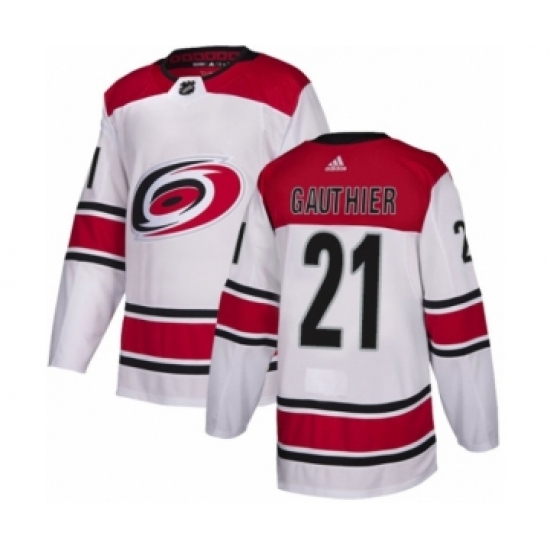 Men's Adidas Carolina Hurricanes #21 Julien Gauthier Authentic White Away NHL Jersey - Ujersey