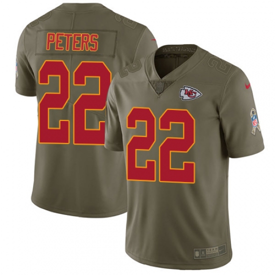 Youth Nike Kansas City Chiefs #22 Marcus Peters Limited Olive 2017 Salute to Service NFL Jersey - Ujersey