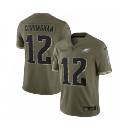 Men's Philadelphia Eagles #12 Randall Cunningham 2022 Olive Salute To Service Limited Stitched Jersey - Ujersey